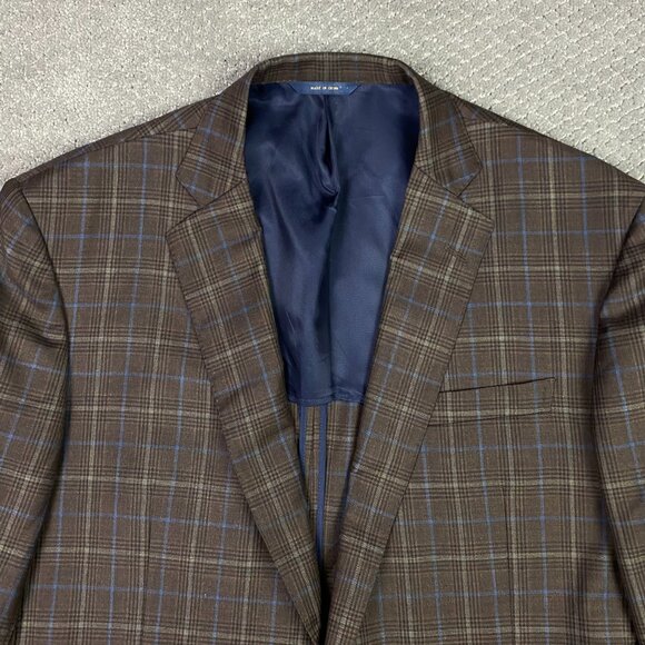 Brooks Brothers Blazer Men's 46 Brown Check Plaid E Thomas Full Canvas Wool - Picture 1 of 16